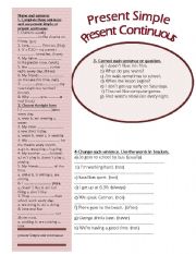 English Worksheet: Present simple and continuous