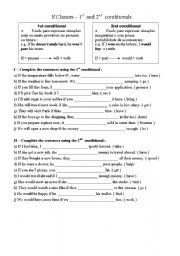 English Worksheet: If Clauses - 1st and 2nd conditional exercise