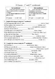 If Clauses - 1st and 2nd conditional exercise