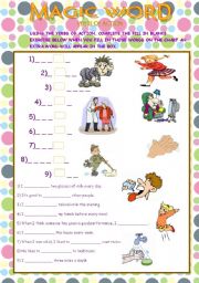 English Worksheet: MAGIC WORD//VERBS OF ACTION