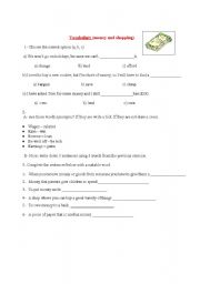 English worksheet: MONEY WORKSHEET