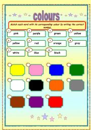 English Worksheet: colours matching exercise