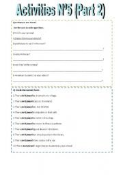 English worksheet: Activities N5 ( Part 2)