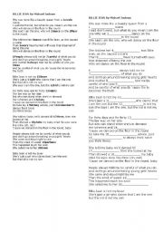 English worksheet: BILLIE JEAN