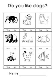 English Worksheet: Do you like (animal)?