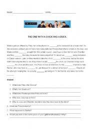 English Worksheet: Friends - The one with the chick and the duck.