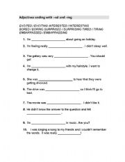 English Worksheet: Adjectives ending with -ed -ing