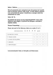 English worksheet: oral exam