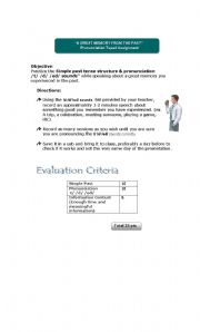 English worksheet: A Great Memory From The Past Taped Assignment (3 editable pages)