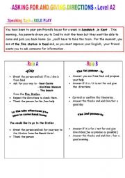 English Worksheet: ASKING FOR AND GIVING DIRECTIONS - Level A2