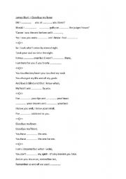 English worksheet: James Blunt - Goodbye my lover