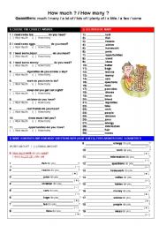 English Worksheet: How much How many