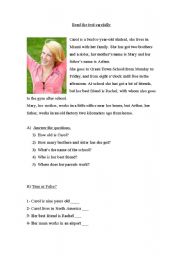 English Worksheet: Reading Comprehension