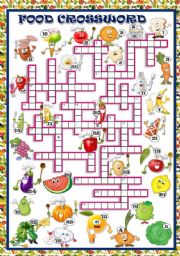 English Worksheet: Food crossword