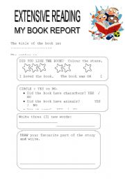 English Worksheet: MY BOOK REPORT 1/3