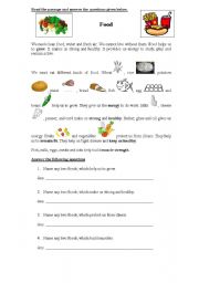 English worksheet: Food