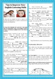 English Worksheet: BACK TO SCHOOL- TIPS TO IMPROVE YOUR ENGLISH LISTENING SKILLS