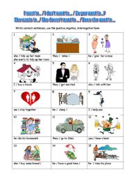 English Worksheet: VERB PATTERNS  2 PAGES