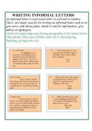 English Worksheet: WRITING INFORMAL LETTERS 2
