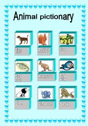 English worksheet: Animal pictionary