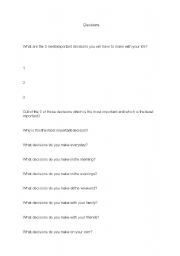 English Worksheet: Decision