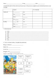 English Worksheet: review of verb to be, possessive, time and family vocabulary