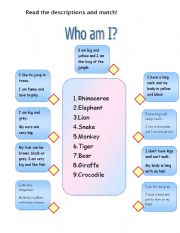 English Worksheet: Who am I?