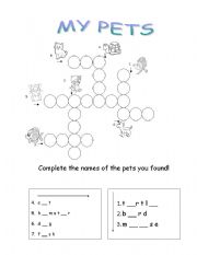 English Worksheet: My Pets