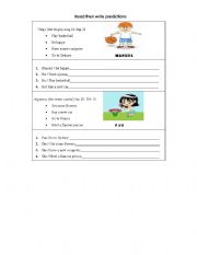 English worksheet: future simple exercises