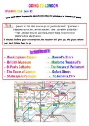 English Worksheet: GOING TO LONDON - Level A2/ B1