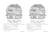 English worksheet: read and fill in the blanks about a house 