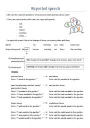 English Worksheet: Reported Speech - Grammar Overview