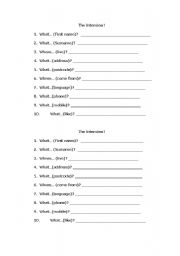English Worksheet: The Interview!