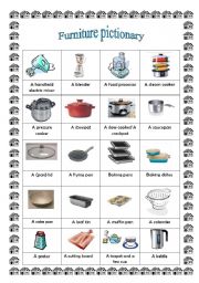 English Worksheet: Furniture pictionary (2nd part)