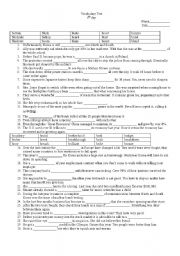 English Worksheet: Vocabulary Test Day 6 (LinguaForum)