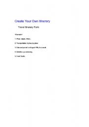 English Worksheet: itinerary