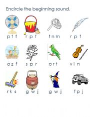 English Worksheet: Beginning Sound