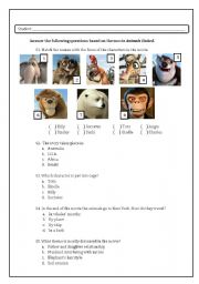 English Worksheet: Animals United Activity