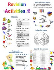 English Worksheet: Revision activities 1!