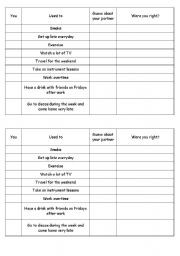 English Worksheet: Used to Pairwork