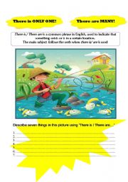 English Worksheet: There is/There are SUPER fun picture!