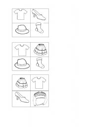 Clothes bingo worksheets