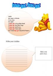 English worksheet: have got / has got