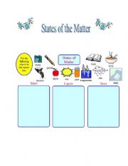 English Worksheet: States of matter