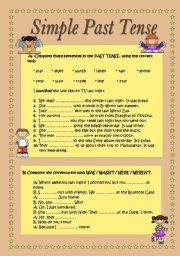 English Worksheet: the simple past tense