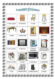 English Worksheet: Furniture pictionary (1st part)