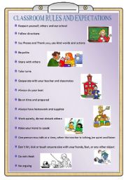 English Worksheet: class rules and expectations