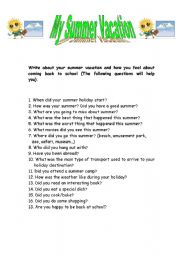 English Worksheet: Summer Vacation