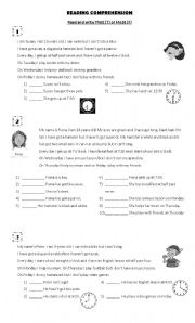 English Worksheet: Reading Comprehension