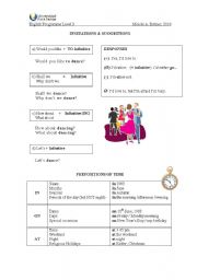 English Worksheet: Invitations & Suggestions; Prepositions of Time